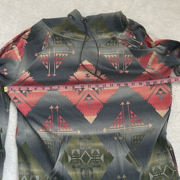 Chaps Women’s Long Sleeve Pullover Lightweight Western Aztec Thermal‎ Hoodie Med - Picture 10 of 10